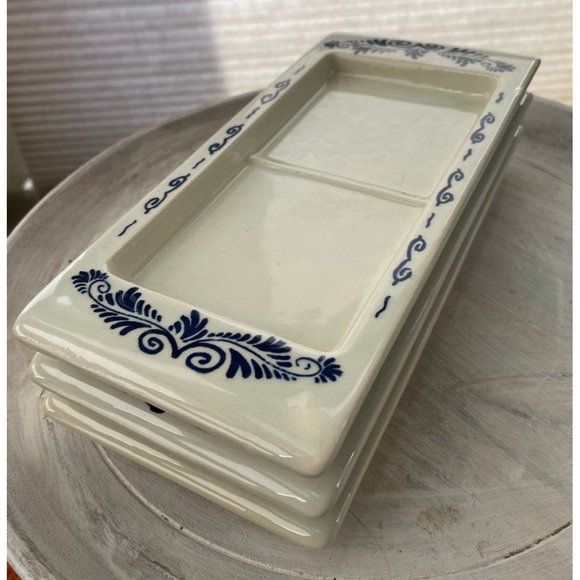 Vintage Delft Blue Ceramic Divided Trinket TRAY Plate  Sushi Plate ? - Picture 5 of 9